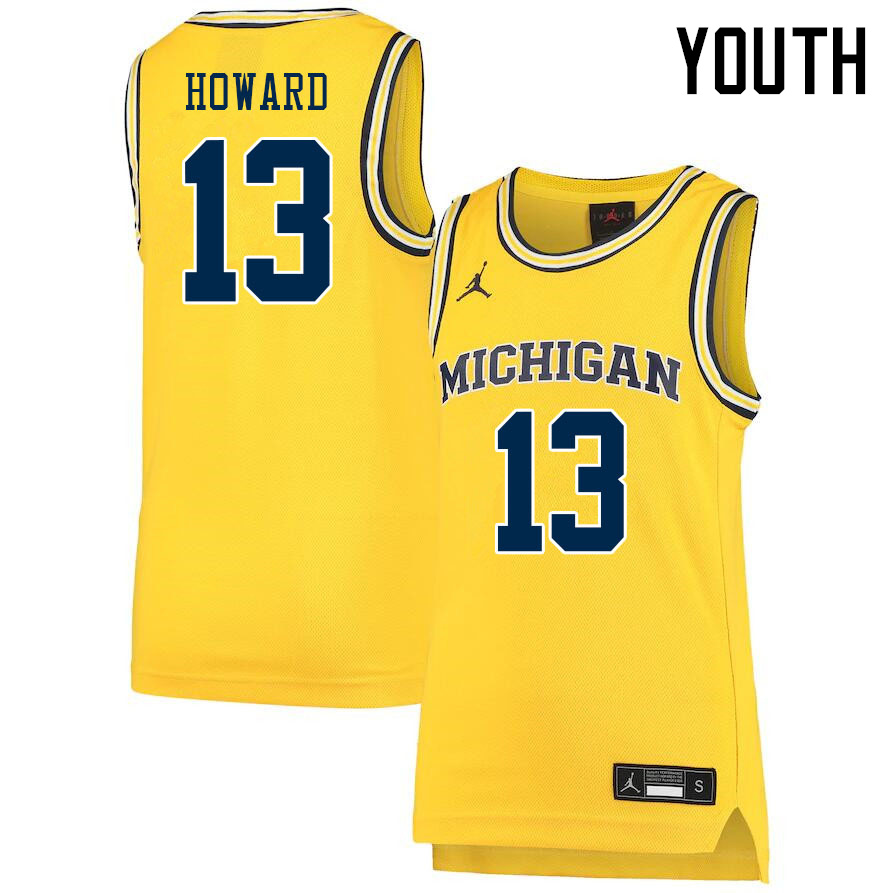 Youth #13 Jett Howard Michigan Wolverines College Basketball Jerseys Sale-Yellow
